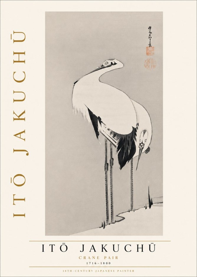 Itō Jakuchū Crane Pair No5 - Plakat
