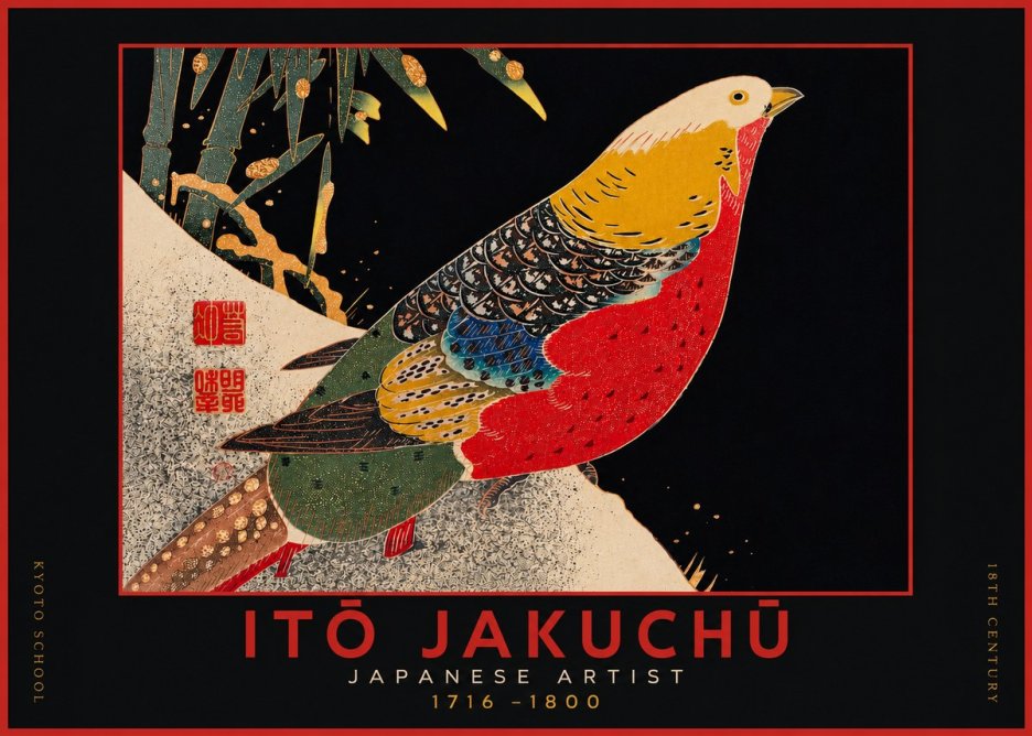 Itō Jakuchū Golden Pheasant and Bamboo No4 - Plakat