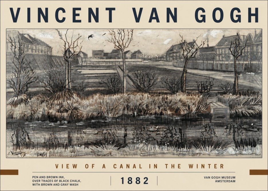 Van Gogh View of a Canal in the Winter No2 - Plakat