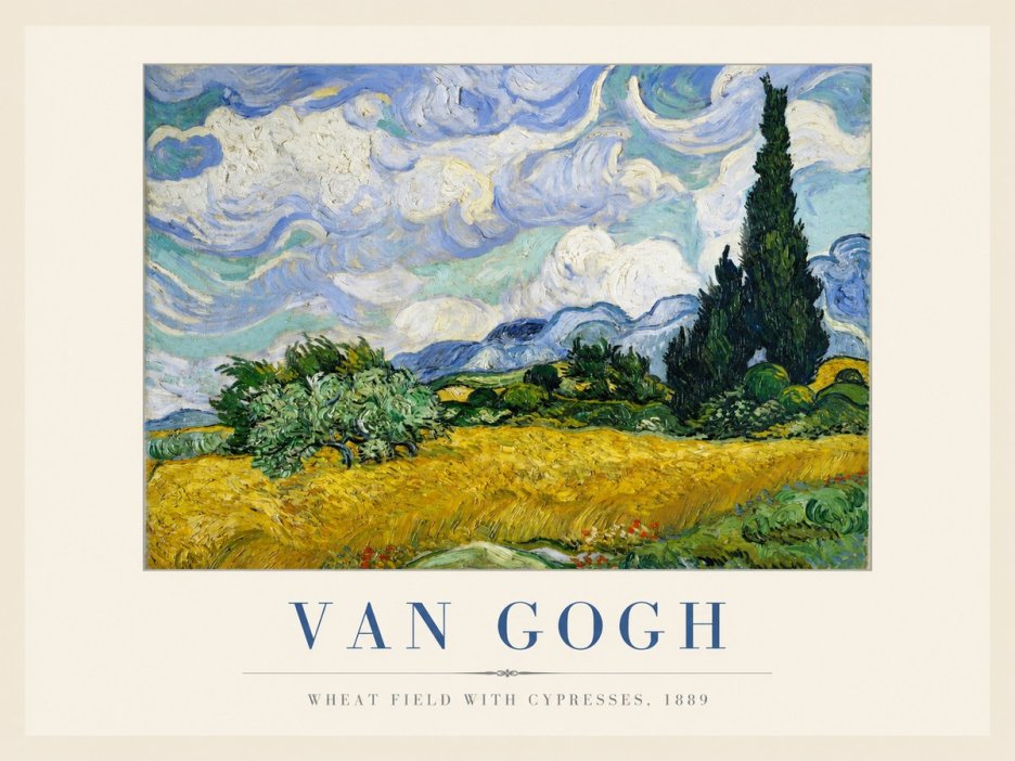 Van Gogh Wheat Field with Cypresses, 1889 No1 - Plakat