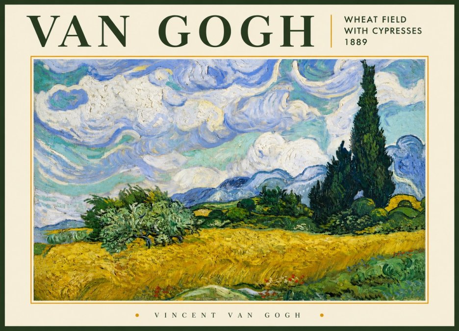Van Gogh Wheat Field with Cypresses, 1889 No5 - Plakat