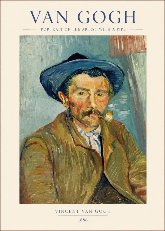 Van Gogh Portrait of the Artist with a Pipe No1 - Plakat