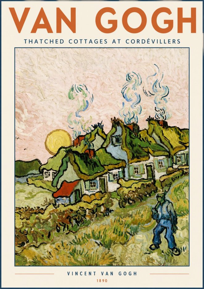 Van Gogh Cottages with Thatched Roofs No5 - Plakat