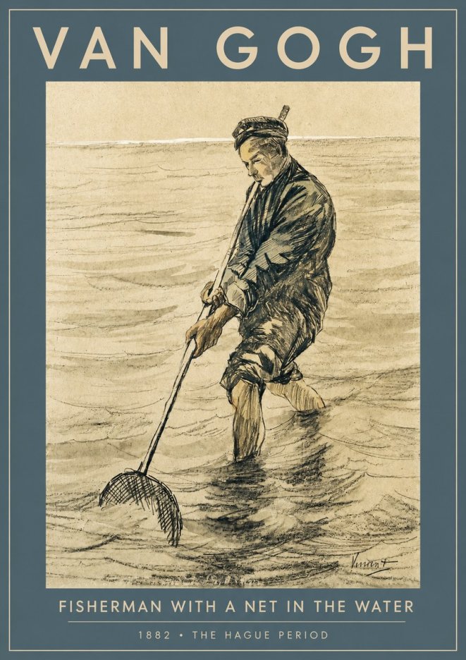 Van Gogh Fisherman with Net No3 - Plakat