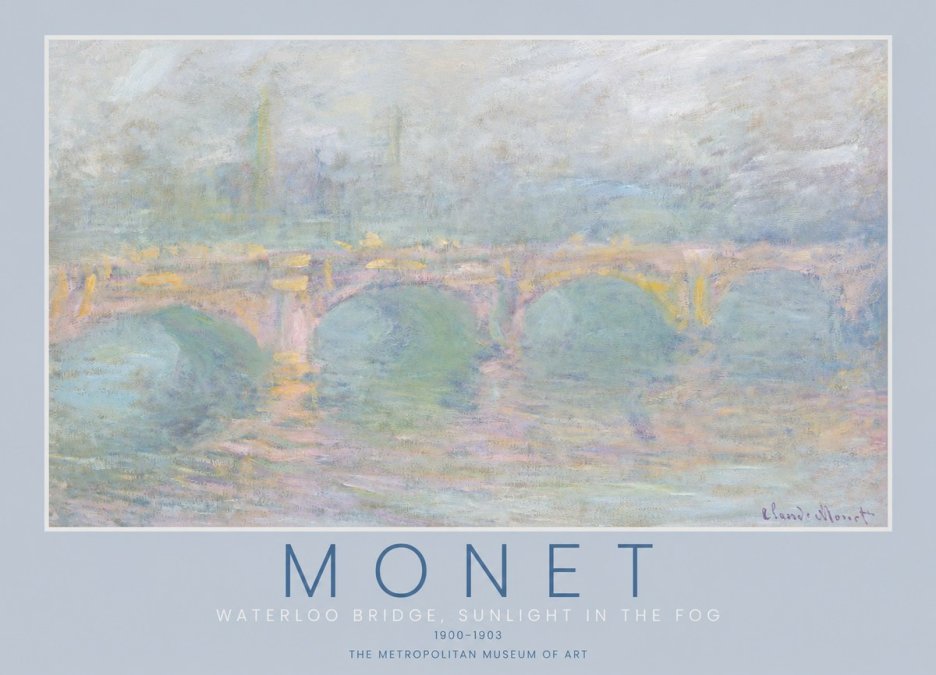 Monet Waterloo Bridge, Sunlight in the Fog I No2 - Plakat