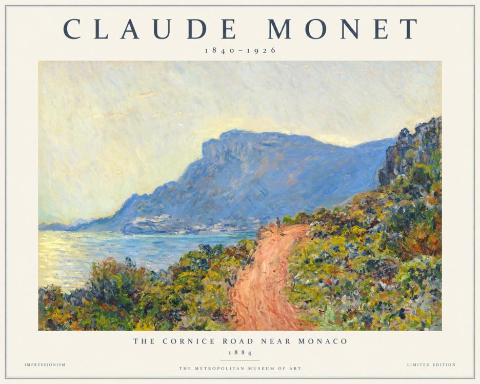 Monet The Cornice Road Near Monaco No1 - Plakat