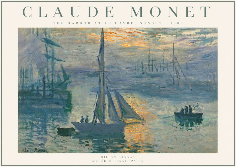 Monet The Harbor at Le Havre, Sunset No5 - Plakat