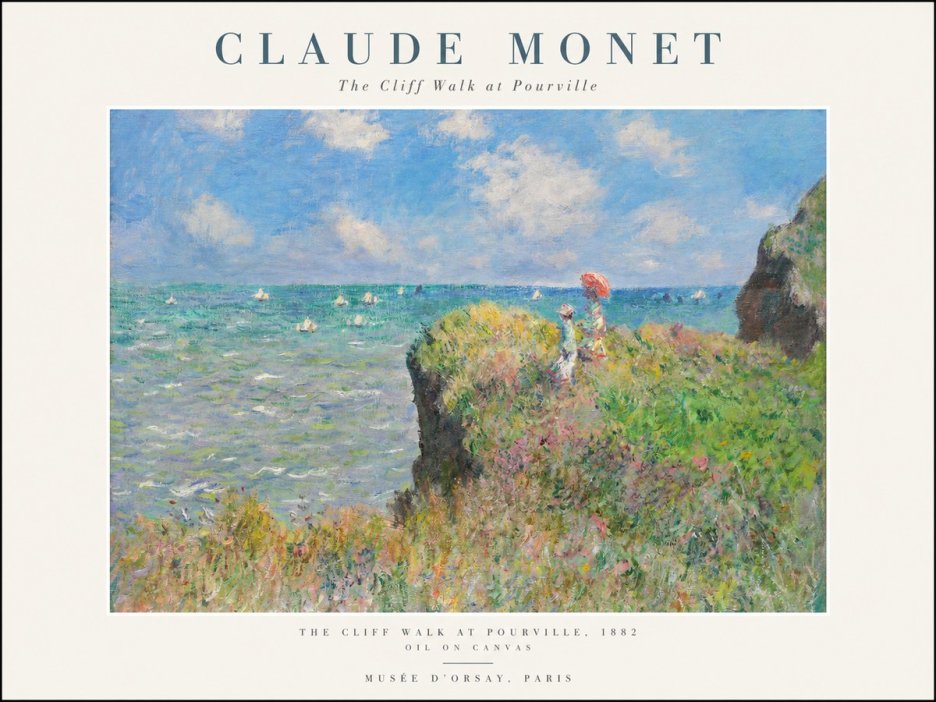 Monet The Cliff Walk at Pourville No1 - Plakat
