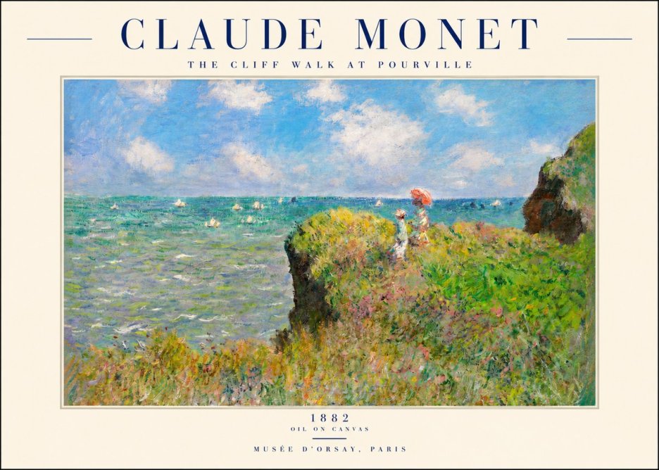 Monet The Cliff Walk at Pourville No2 - Plakat