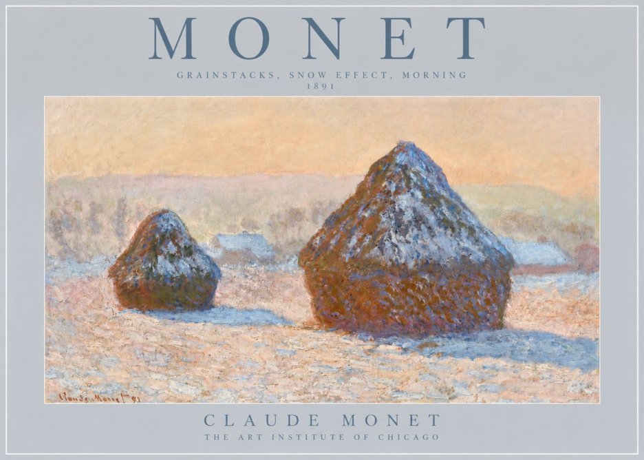 Monet Grainstacks, Snow Effect, Morning No2 - Plakat