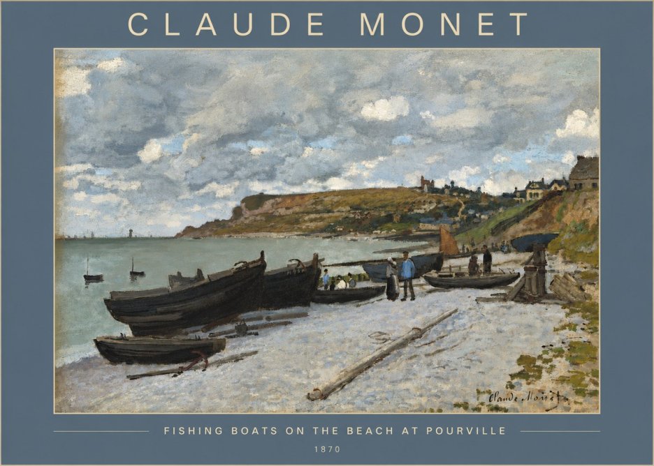 Monet Fishing Boats on the Beach at Pourville No2 - Plakat