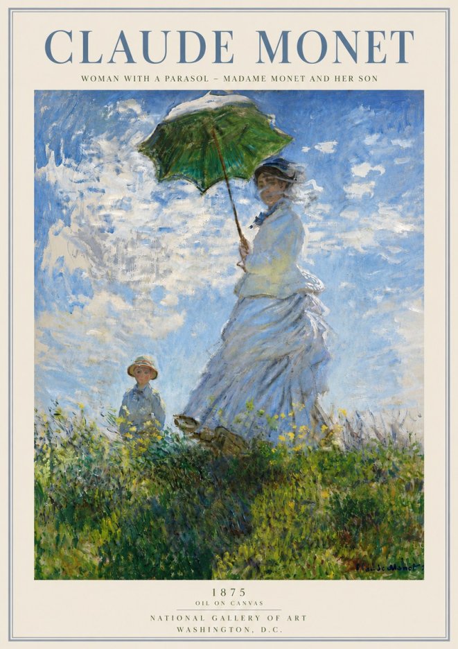 Monet Woman with a Parasol – Madame Monet and Her Son No4 - Plakat