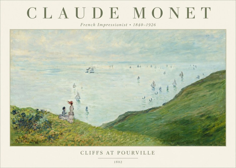 Monet Cliffs at Pourville I No2 - Plakat