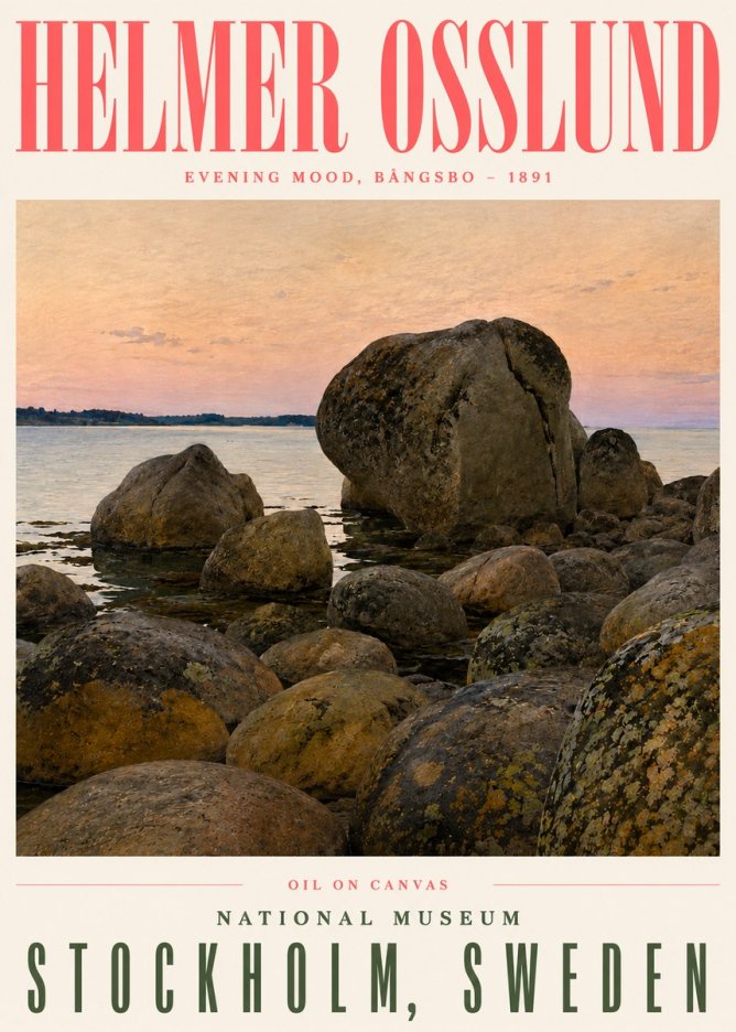 Helmer Osslund Evening Mood, Bångsbo - 1891 No6 - Plakat