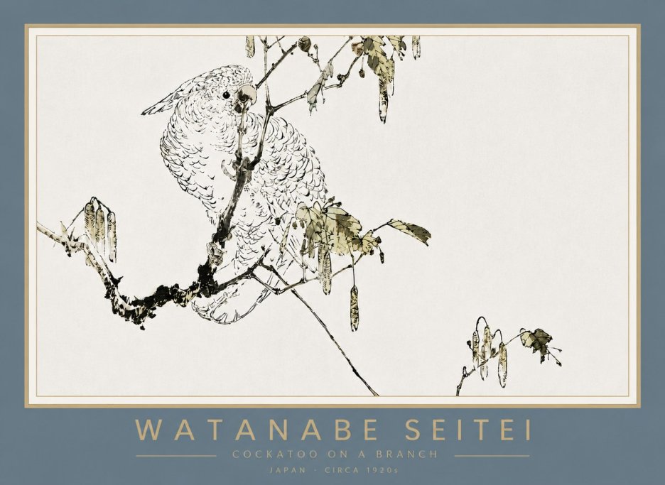 Watanabe Seitei Cockatoo on a Branch No4 - Plakat
