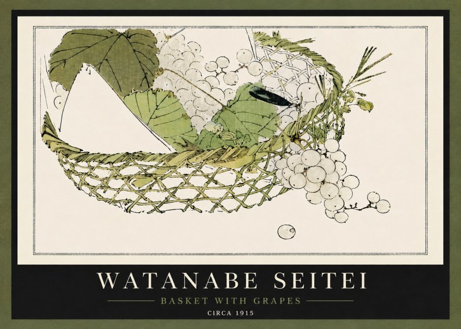 Watanabe Seitei Basket with Grapes No5 - Plakat