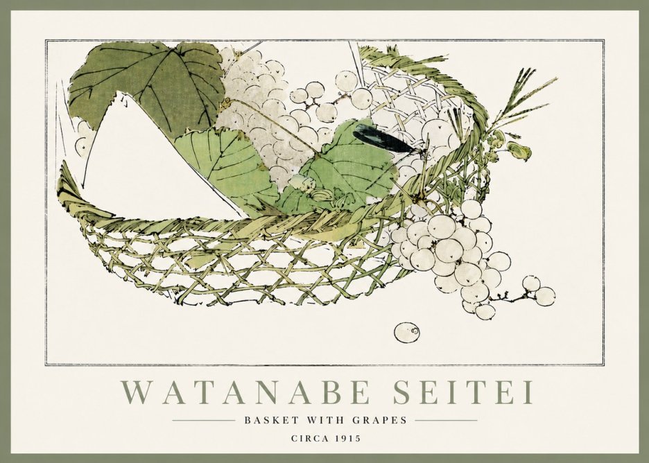 Watanabe Seitei Basket with Grapes No6 - Plakat