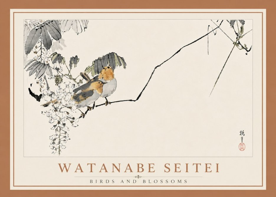 Watanabe Seitei Birds and Blossoms No6 - Plakat