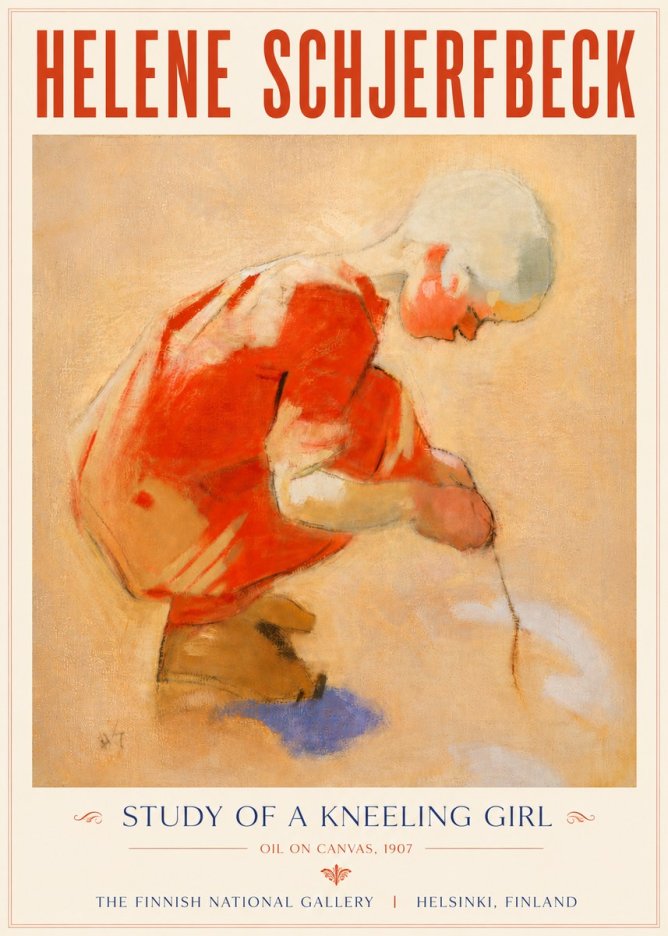 Helene Schjerfbeck Study of a Kneeling Girl No5 - Plakat