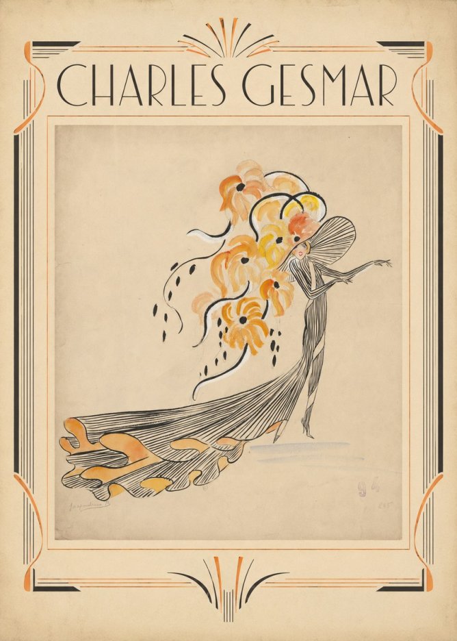 Charles Gesmar Lady with Floral Headdress No1 - Plakat