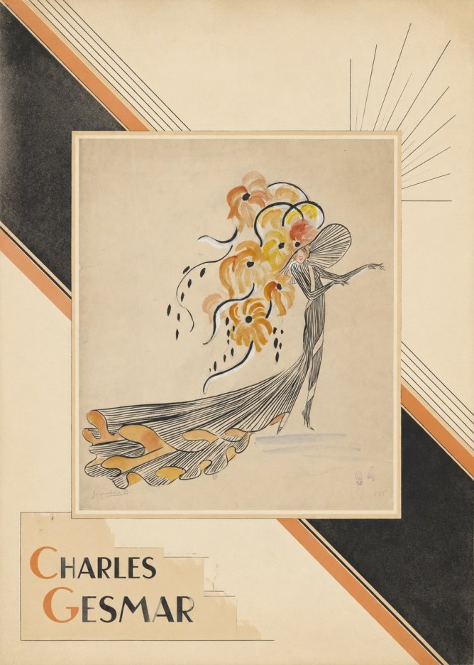 Charles Gesmar Lady with Floral Headdress No6 - Plakat