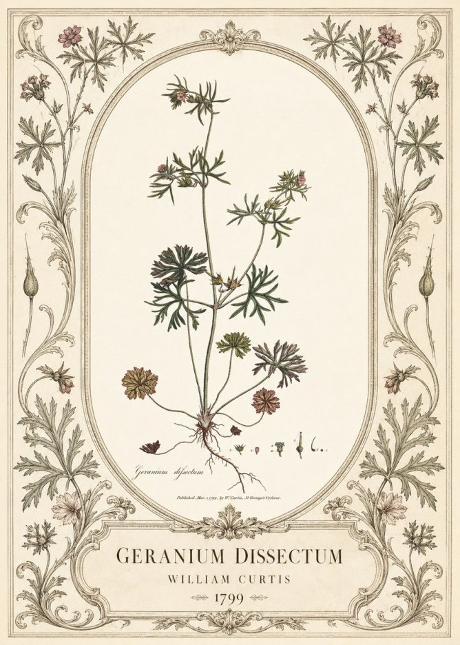 William Curtis Geranium Dissectum I No3 - Plakat