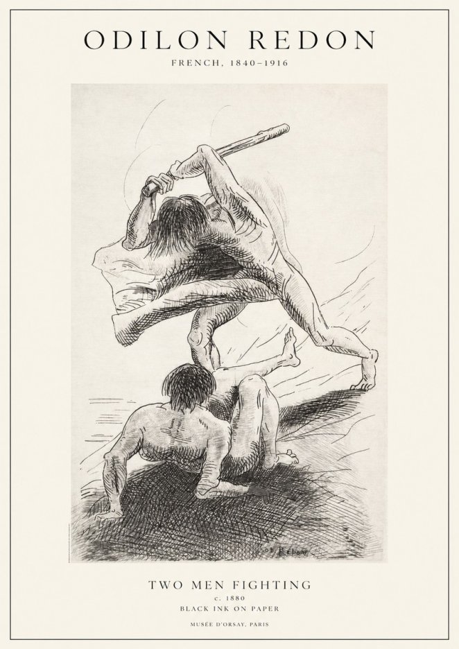 Odilon Redon Two Men Fighting No1 - Plakat