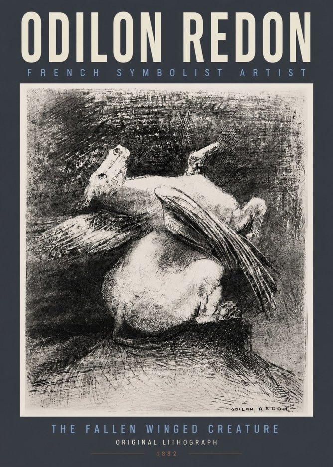 Odilon Redon The Fallen Winged Creature No2 - Plakat