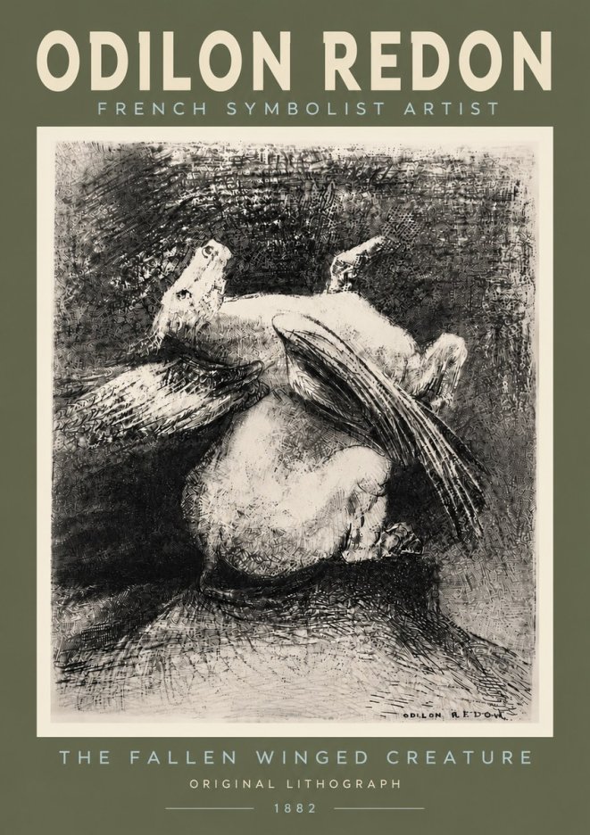 Odilon Redon The Fallen Winged Creature No4 - Plakat