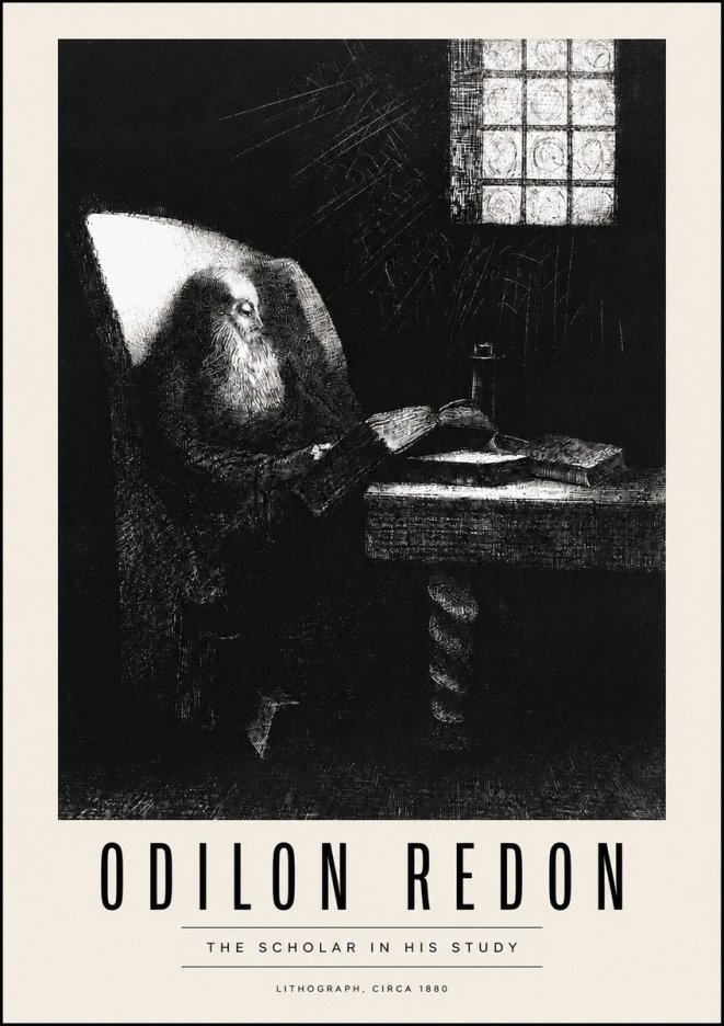 Odilon Redon The Scholar in His Study No4 - Plakat