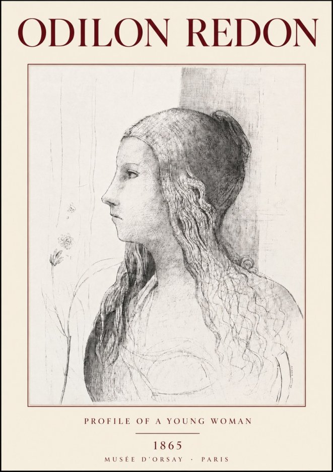 Odilon Redon Profile of a Young Woman No3 - Plakat