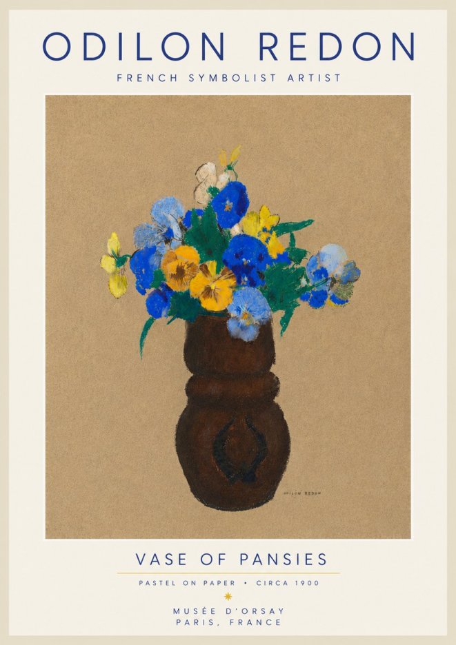 Odilon Redon Vase of Pansies No5 - Plakat