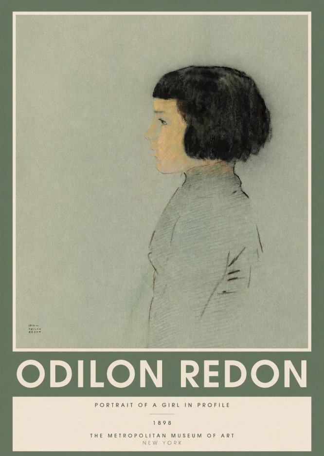 Odilon Redon Portrait of a Girl in Profile No2 - Plakat