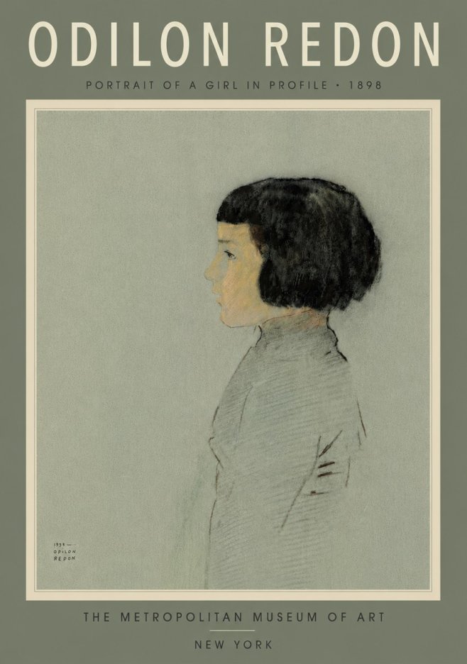 Odilon Redon Portrait of a Girl in Profile No6 - Plakat