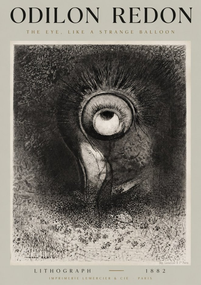 Odilon Redon The Eye, Like a Strange Balloon No2 - Plakat