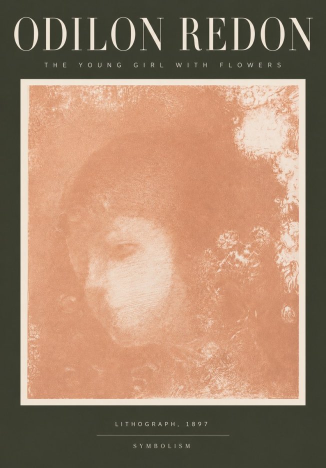 Odilon Redon The Young Girl with Flowers No4 - Plakat