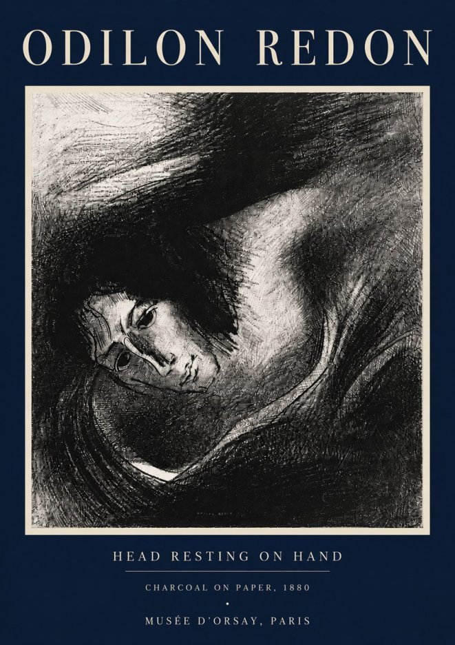 Odilon Redon Head Resting on Hand No4 - Plakat
