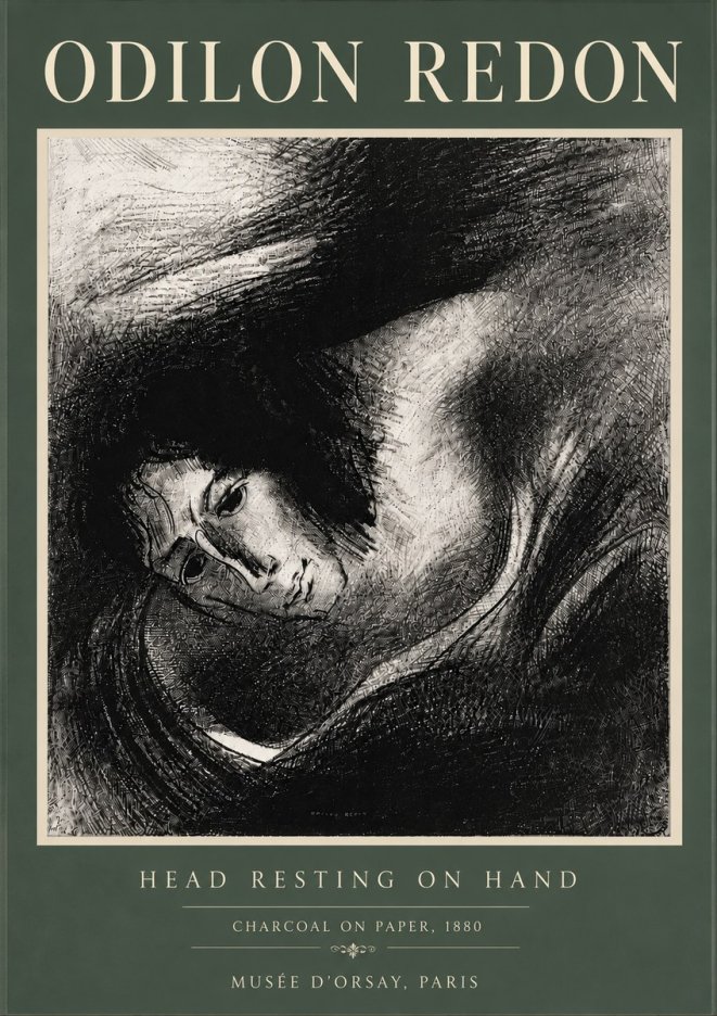 Odilon Redon Head Resting on Hand No6 - Plakat