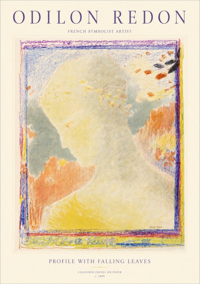 Odilon Redon Profile with Falling Leaves No4 - Plakat
