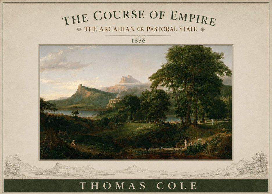 Thomas Cole The Course of Empire - the Arcadian or Pastoral State No3 - Plakat