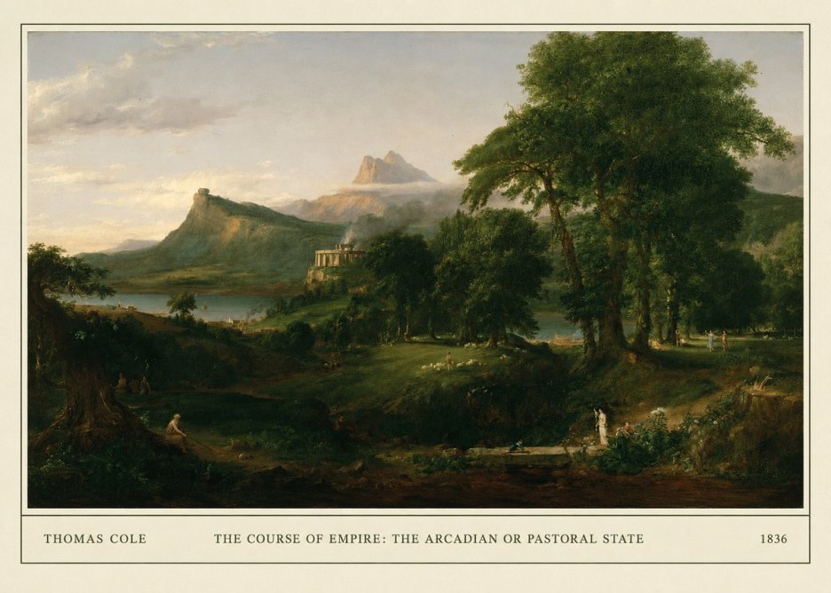 Thomas Cole The Course of Empire - the Arcadian or Pastoral State No5 - Plakat