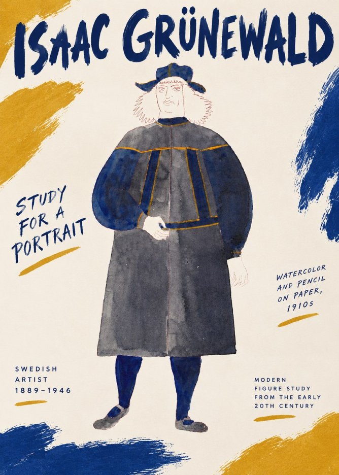 Isaac Grünewald Study for a Portrait No6 - Plakat