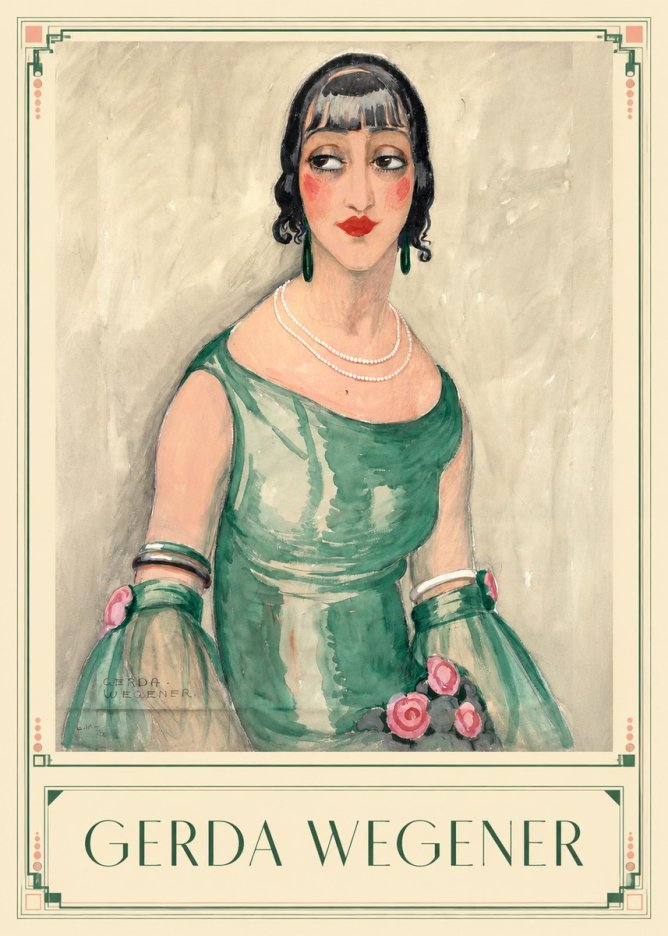 Gerda Wegener Portrait of a Woman in Green Dress No1 - Plakat