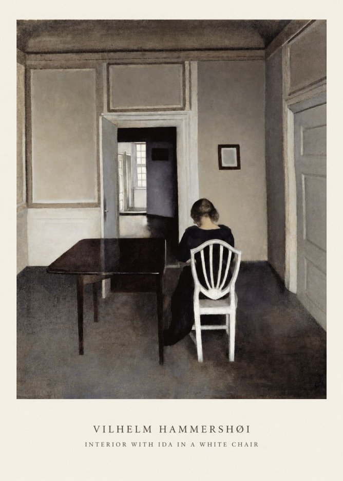 Vilhelm Hammershøi Interior with Ida in a White Chair No6 - Plakat