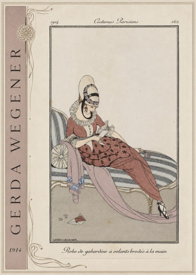 Gerda Wegener Robe De Gabardine À Volants Brodés À La Main II No2 - Plakat
