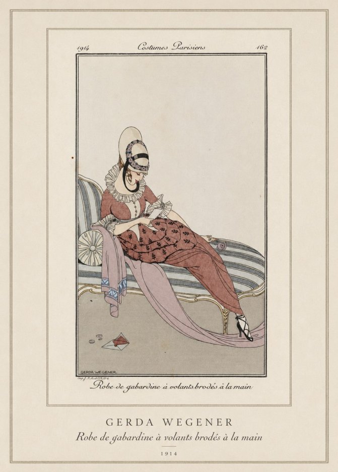 Gerda Wegener Robe De Gabardine À Volants Brodés À La Main II No3 - Plakat