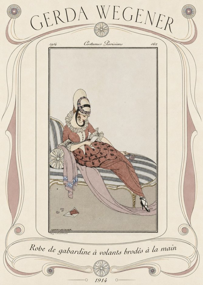 Gerda Wegener Robe De Gabardine À Volants Brodés À La Main II No4 - Plakat
