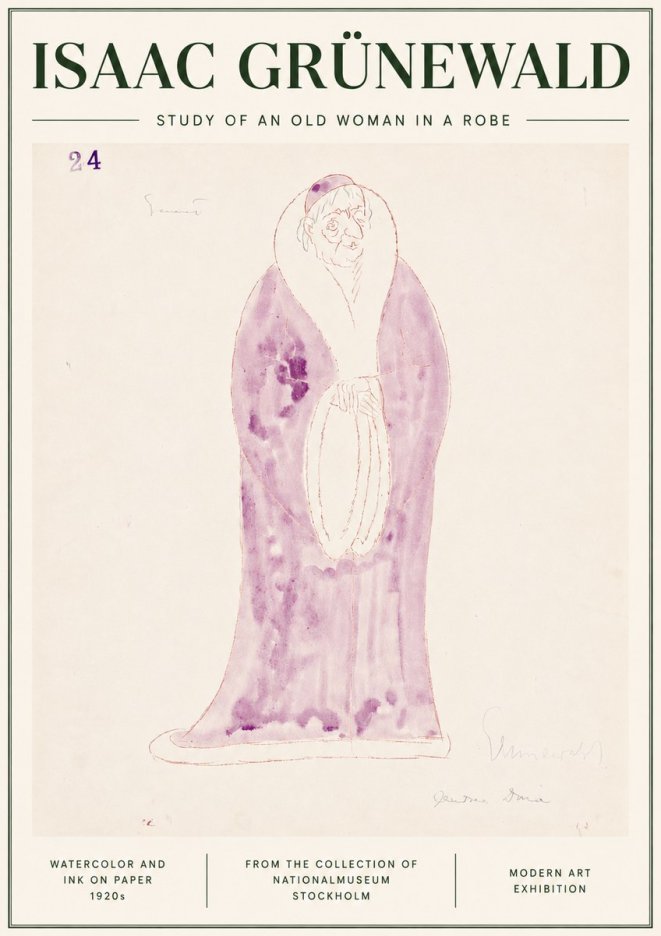 Isaac Grünewald Study of an Old Woman in a Robe No3 - Plakat