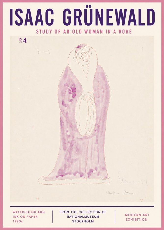 Isaac Grünewald Study of an Old Woman in a Robe No4 - Plakat