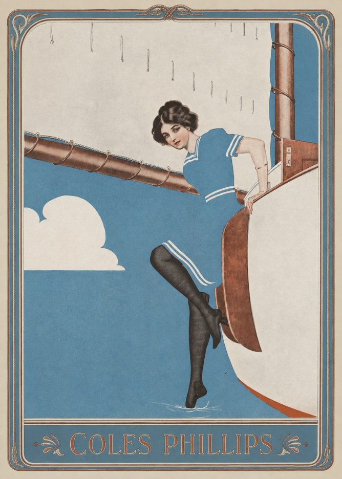Coles Phillips Woman on a Yacht No1 - Plakat